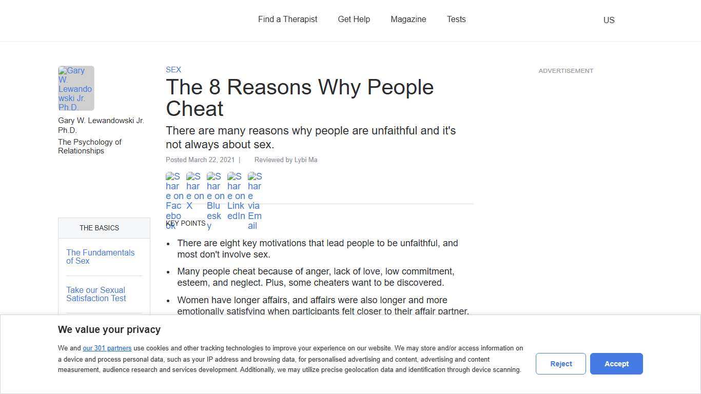 The 8 Reasons Why People Cheat | Psychology Today