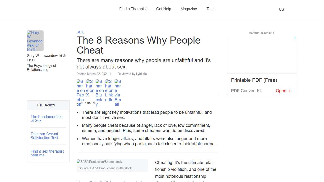 The 8 Reasons Why People Cheat | Psychology Today